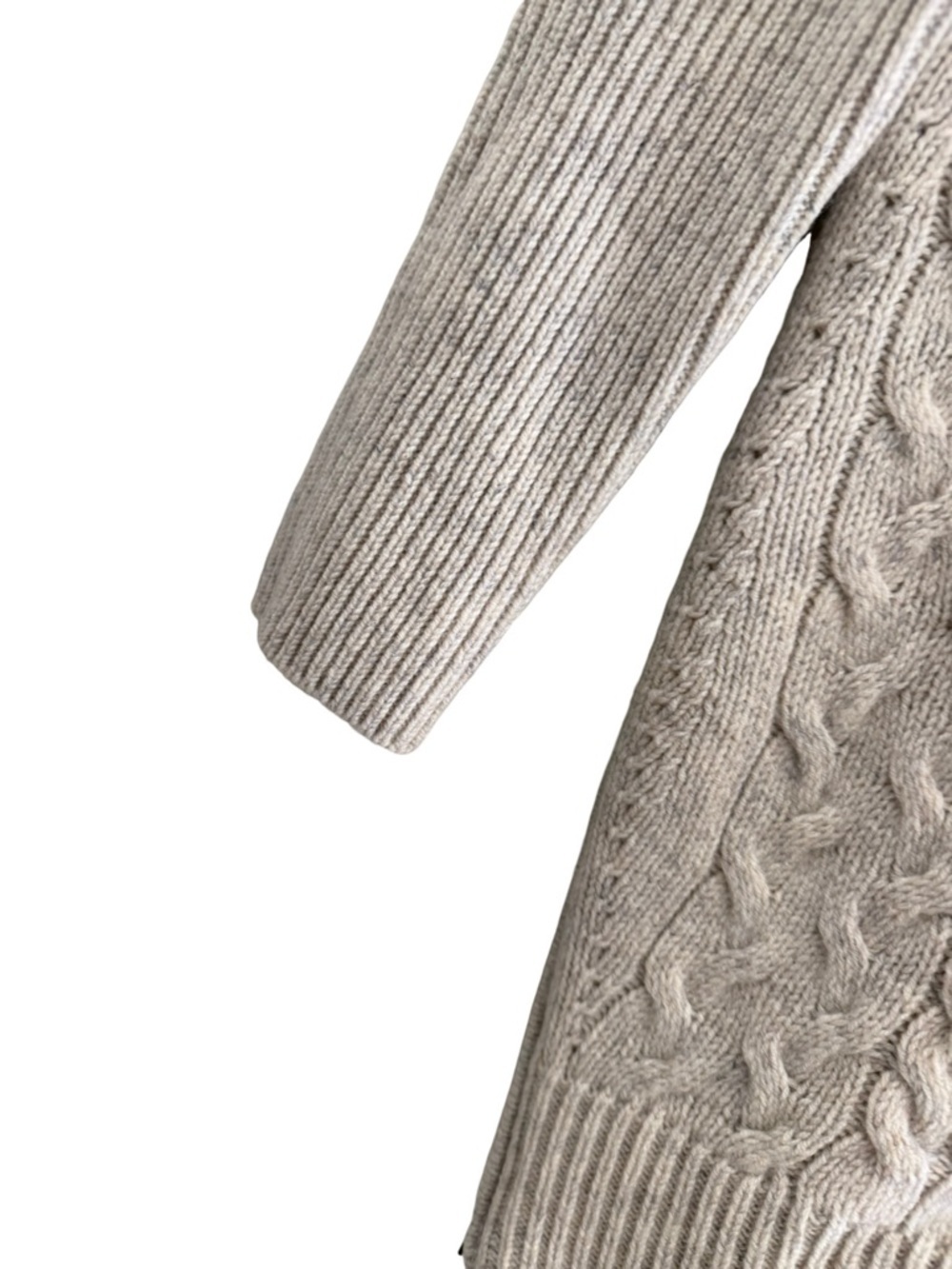 ATHLETA Asymmetrical Cable Knit Wool Cashmere Sweater Size XS Beige - Picture 5 of 10
